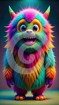 Cringe and furry cartoon colorful monster photo