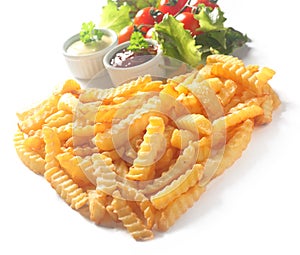 Crinkle Cut French Fries with Dips and Garnishes