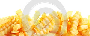 Crinkle cut fried potato chips banner photo