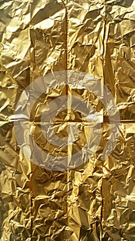 Crinkled gold foil texture background
