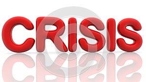 Crisis concept in red on white