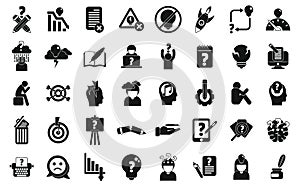 Crisis creativity icons set simple vector. Adaption mental photo