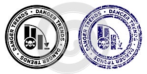 Crisis Danger Trends Stamp with Grungy Surface