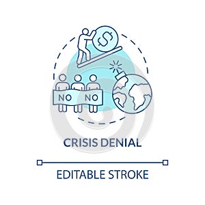 Crisis denial blue concept icon