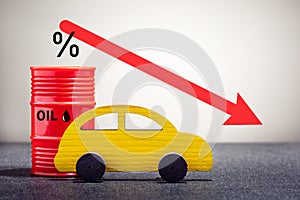 Crisis, drop in incomes, decreased consumption, profits, fall in cost of oil photo