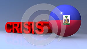 Crisis with haiti flag on blue