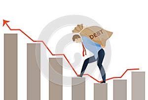 Crisis of high burden of consumer debt, : Client bears a bag of debt Debtor has difficult problem of bad debt and plan to pay back