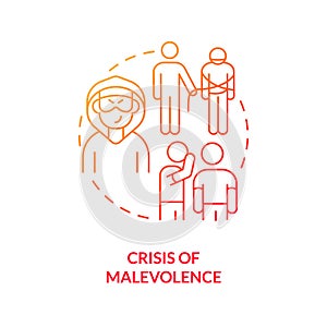 Crisis of malevolence red gradient concept icon