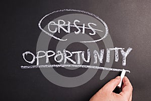 Crisis and Opportunity Chalk Writing photo