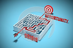 Crisis is opportunity concept with labyrinth