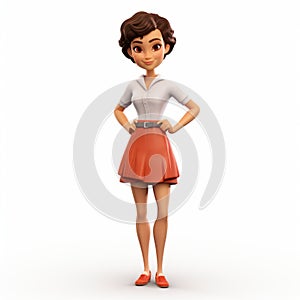 Crisp And Clean 3d Render Of Katherine: A Detailed Cartoon Schoolgirl