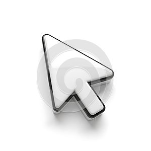 White computer mouse cursor arrow symbol isolated on a bright surface white background