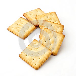 Crispy Square Crackers isolated on white background