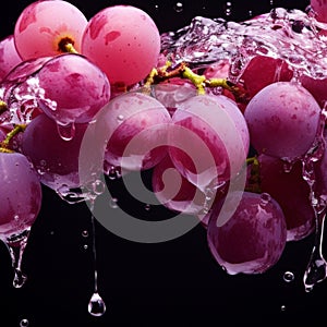 Crisp Delights Grape Glistening with Freshness and Water Droplets. Generative AI