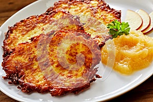 Crisp Fried Potato Rosti Served with Applesauce