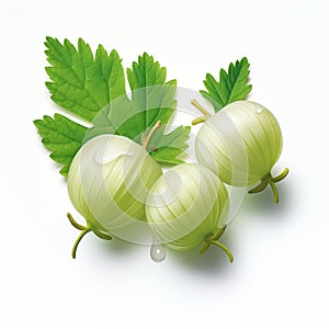 Crisp Graphic Design: Green Hulled Gooseberries With Pure White Background