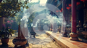 The crisp morning air carries the faint scent of incense inviting visitors to take a deep breath and soak in the
