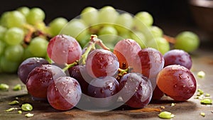 Crisp Nectar: Exploring the Crunchy and Juicy Essence of Seedless Grapes, a Visual Feast Highlighting Their Snackable Allure - AI