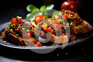 Crisp Plate bruschetta. Generate Ai