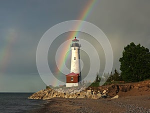 Crisp Point Lighthouse Rainbow