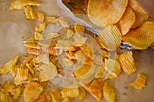Crisp potato chips party munchies food snack slice photo