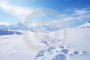 Crisp Snowfield blue sky. Generate Ai