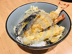 Crisp tempura rice bowl.
