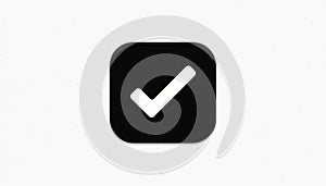 White Checkmark Icon in Black Square