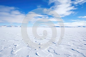 crisp white snow covering endless ice landscape