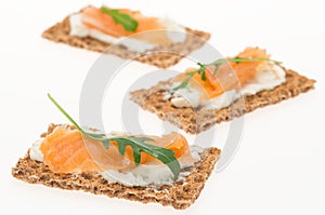 Crispbread with cream cheese and smoked salmon