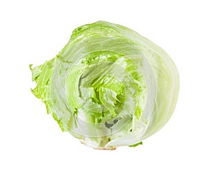 crisphead of iceberg lettuce isolated on white photo