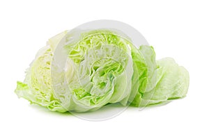 Crisphead lettuce isolated on the white background.