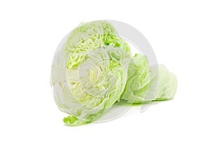 Crisphead lettuce isolated on the white background.