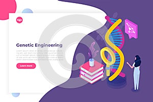 CRISPR CAS9 - Genetic engineering isometric concept.