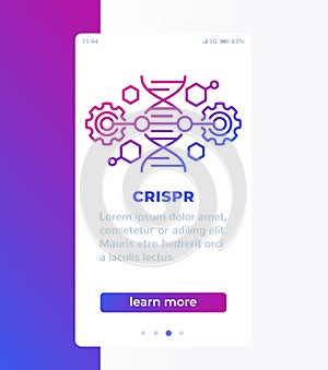 CRISPR, dna editing banner design with line icon