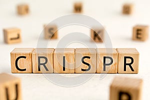 CRISPR - word from wooden blocks with letters photo