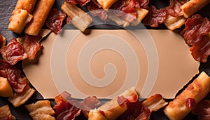 Crispy Bacon Border on a Tan Background