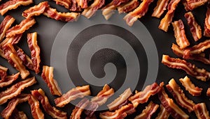 Crispy Bacon Frame on Black Background
