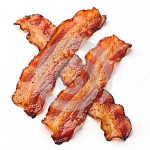Crispy bacon isolated on white background