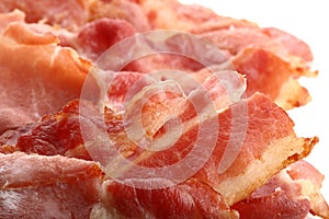 Crispy bacon slices super macro shot