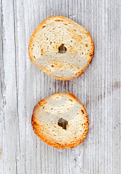 crispy bake rolls on wood background