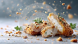 Crispy Battered Fish with Herb Garnish photo