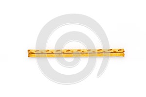 crispy bread straw on white background.