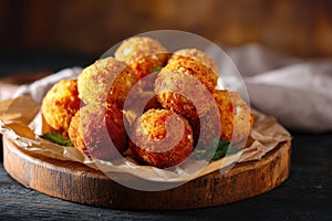 Crispy Cheese Arancini Balls Rustic Board