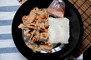 Crispy Chicken Skin with wooden texture