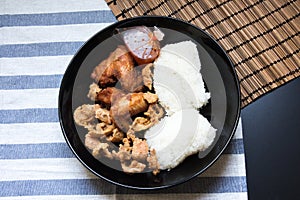 Crispy Chicken Skin with wooden texture