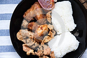 Crispy Chicken Skin with wooden texture