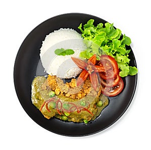 Crispy Chicken Sweet Green Curry Suace Thai Food