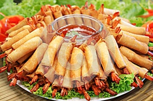 Crispy Chinese Traditional Spring rolls food