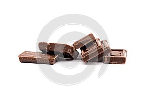 Crispy chocolate bar on white background